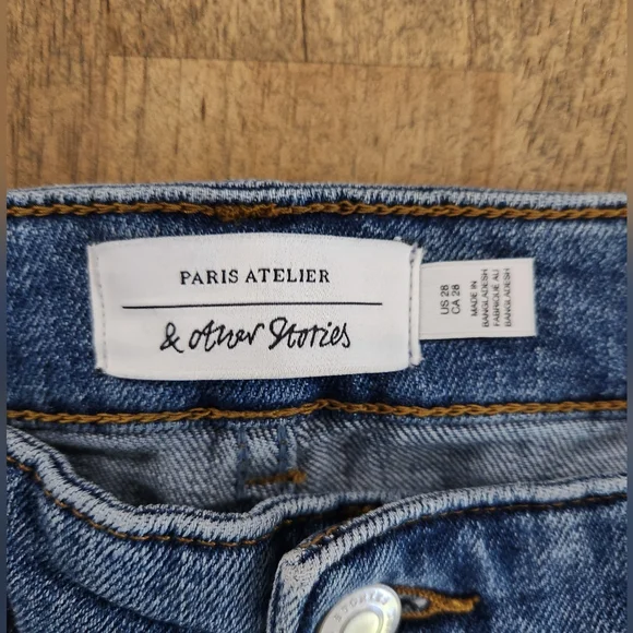 Paris Atelier & Other Stories Faded Flare Patch Pocket High Rise Jeans 28 (D16) - Picture 6 of 11